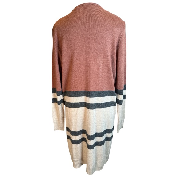 Doe & Rae NWT Cashmere Brown and Cream Striped Cardigan - Picture 5 of 11